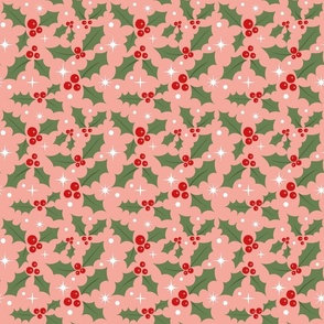 Winter Holly on Pink