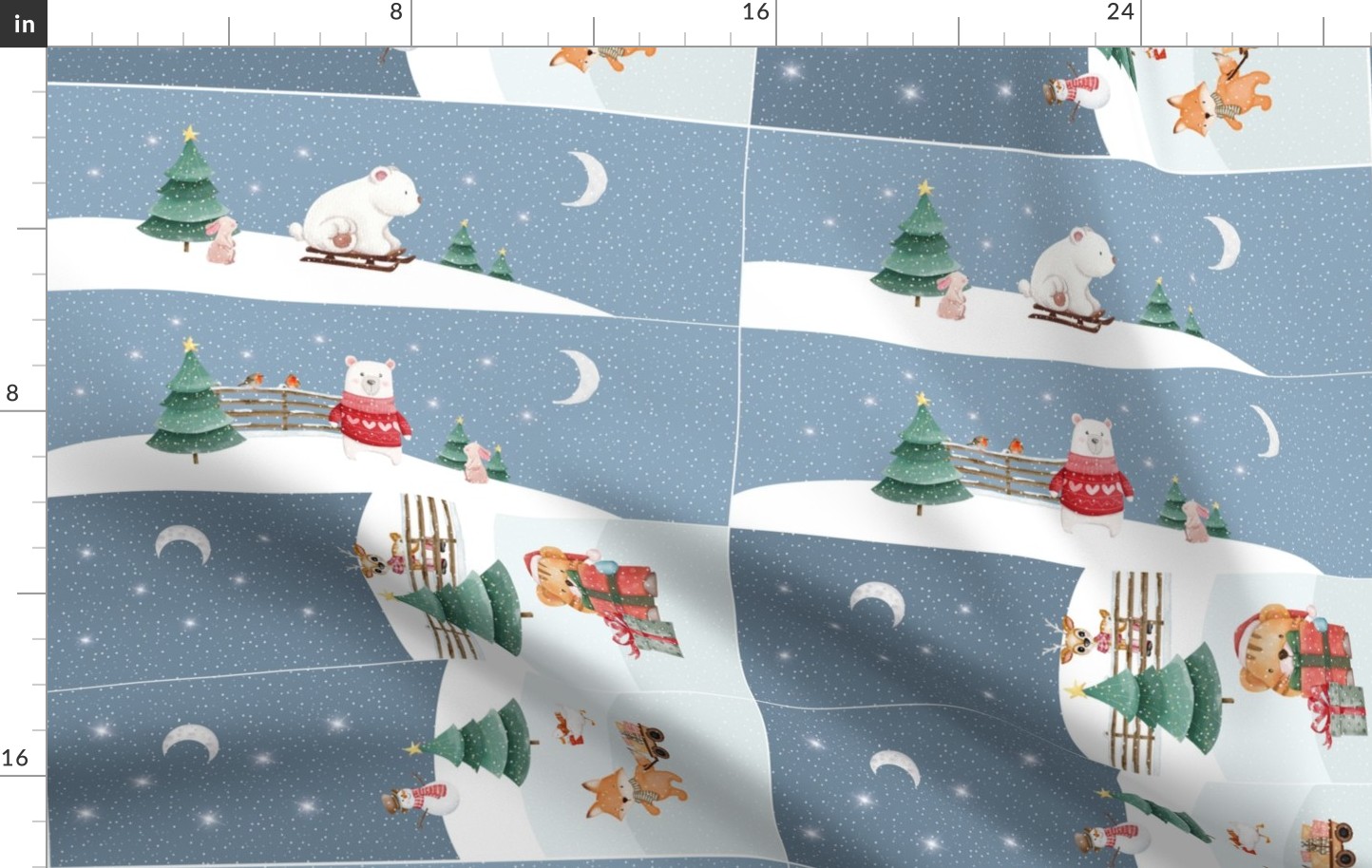 Cut and Sew - Cute Winter Wonderland Cat Kicker Toys Fabric Panel