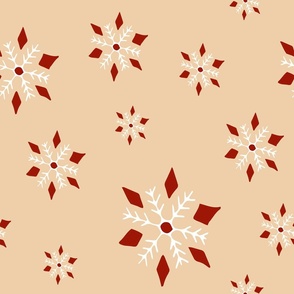 Christmas snowflakes in peach maroon