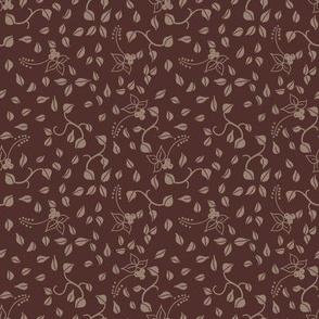 Tiny leaves and vines ditzy dark brown
