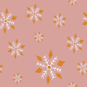Christmas snowflakes in pink orange