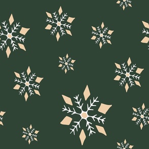 Christmas snowflakes in forest green and pink