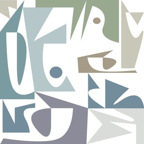 gray blue green purple shapes abstract modern art geometric bauhaus jumbo scale