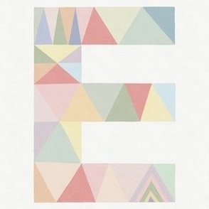 E - pastel triangles monogram letter panel // medium scale