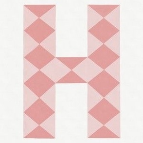 H - pastel diamonds pink monogram letter panel // medium scale