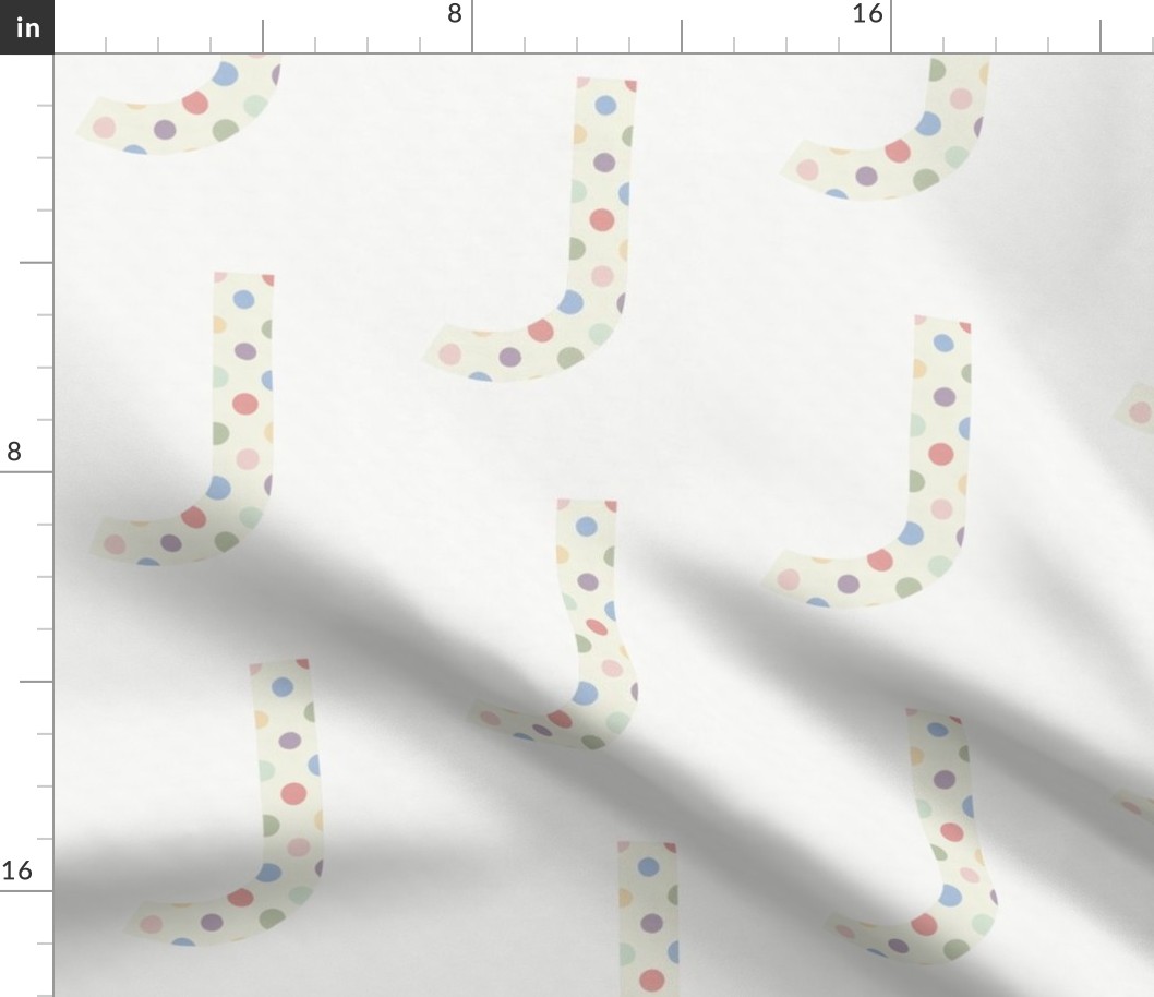 J - pastel polka dot monogram letter panel // medium scale