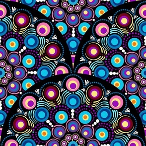 12” Starry Night Dot Mandala Scale Pattern - Medium