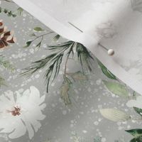 Snow Forest Florals / Chateau Gray