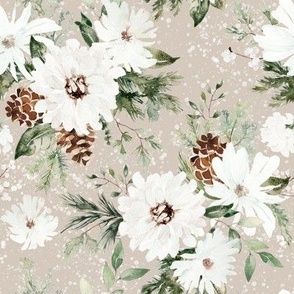 Snow Forest Florals / Swirl - Christmas Floral