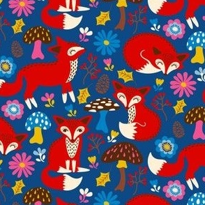 Wonderful Woodland - Friendly Foxes - Navy Blue - SMALL