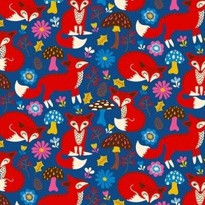 Wonderful Woodland - Friendly Foxes - Navy Blue - TINY