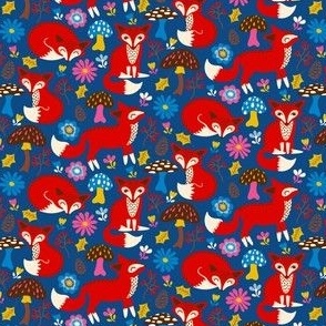 Wonderful Woodland - Friendly Foxes - Navy Blue - MINI