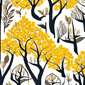 Yellow abstract trees