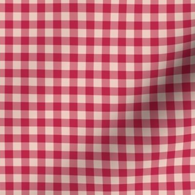 Magenta Red and White Gingham Picnic Plaid