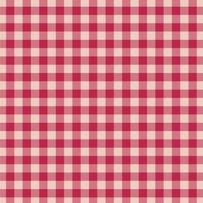 Magenta Red and White Gingham Picnic Plaid