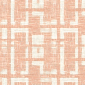 Cream and Peach Abstract Linen