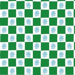 Checkerboard with Snowflake green small