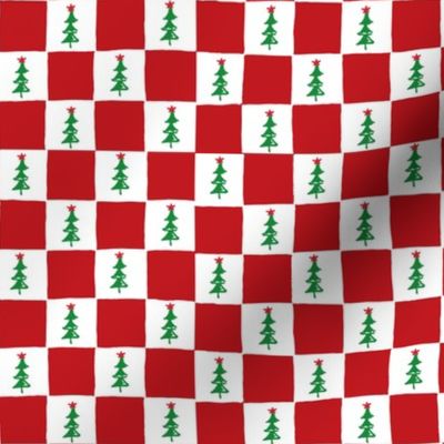 Checkerboard w Xmas Tree red small