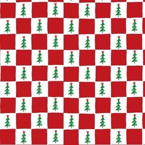 Checkerboard w Xmas Tree red small