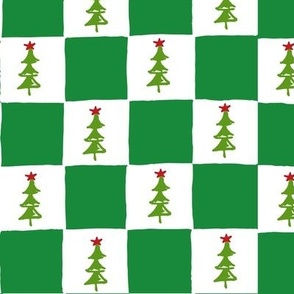 Checkerboard w Xmas Tree green large