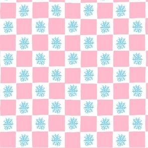 Checkerboard w snowflake pink-blue small