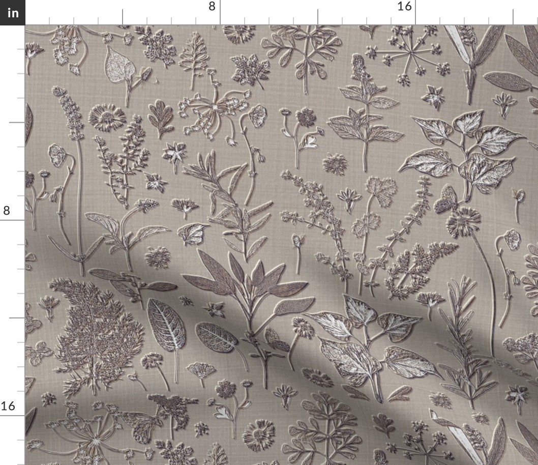 Herb Garden Embossed 3 D taupe