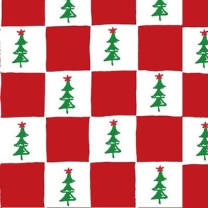 Checkerboard w Xmas Tree red large