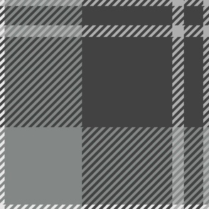 L. Gray plaid design, classic grey tartan, LARGE