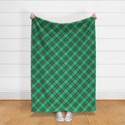 Diagonal emerald green plaid - shades of green tartan, tartan fabric, plaid fabric, christmas plaid fabric