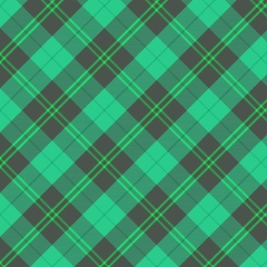 Diagonal emerald green plaid - shades of green tartan, tartan fabric, plaid fabric, christmas plaid fabric