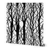 abstract black and white trees