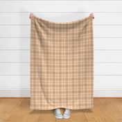 M. Warm beige plaid with brown stripes, peach and apricot tan tartan, neutral plaid, MEDIUM