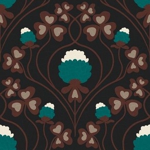 Clover flowers in east fork molasses brown and night swim teal - large