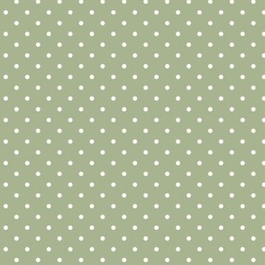 xs - 1/8 in - Polka Dots - white on Sage green - middle