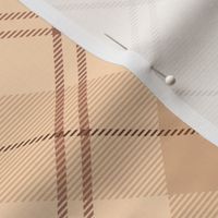 M. Diagonal warm beige plaid with brown stripes, peach and apricot tan tartan, neutral plaid, MEDIUM