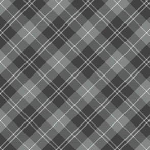 M. Diagonal gray plaid, classic masculine grey tartan, MEDIUM