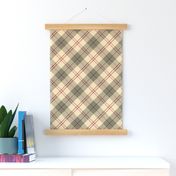 M. Diagonal beige plaid with red and gray stripes, earth tones tartan, london plaid