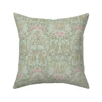 William Morris pale turquoise floral damask - 8"