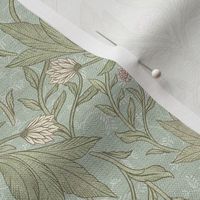 William Morris pale turquoise floral damask - 8"