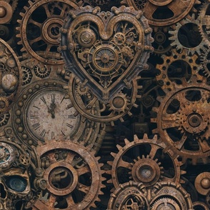 Timeless Machinery Vintage Steampunk Retro Gothic Clock and Gear Grunge  Collage Wallpaper