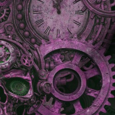 Rusty Elegance Steampunk Fusion Gothic Vibe Purple Pink Large Scale