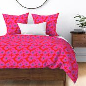 Retro Modern Red Prairie Roses On Hot Pink Wallpaper Cottagecore Indie Aesthetic Bold Bright Pattern