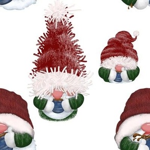 Gnomes with Hot Cocoa on White