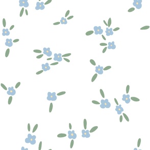 Ditsy Flowers - Blue - Large Scale