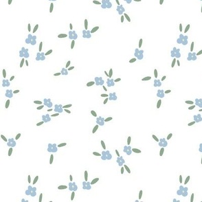 Ditsy Flowers - Blue - Small Scale