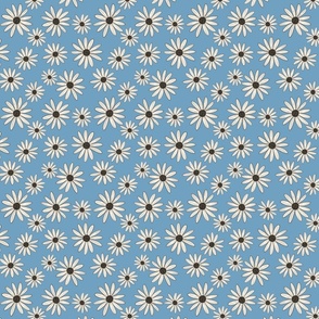 Daisies on Country Blue, Daisy, Daisy Fabric, Floral Fabric, Simple Floral, Flowers