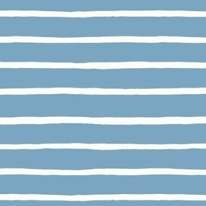 Stripe wallpaper, horizontal stripes in French blue and natural white, grandmillennial farmhouse
