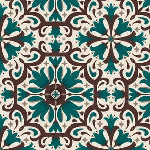 Earthy Moroccan Inspired Tile In Night Swim & Molasses