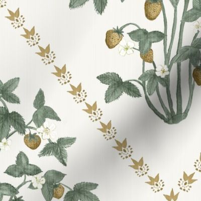 Strawberry Gold Trellis Peale Green and Princeton Gold on Cream
