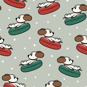 Snow Tubing Dogs - Winter Christmas Puppies - softest sage - LAD23